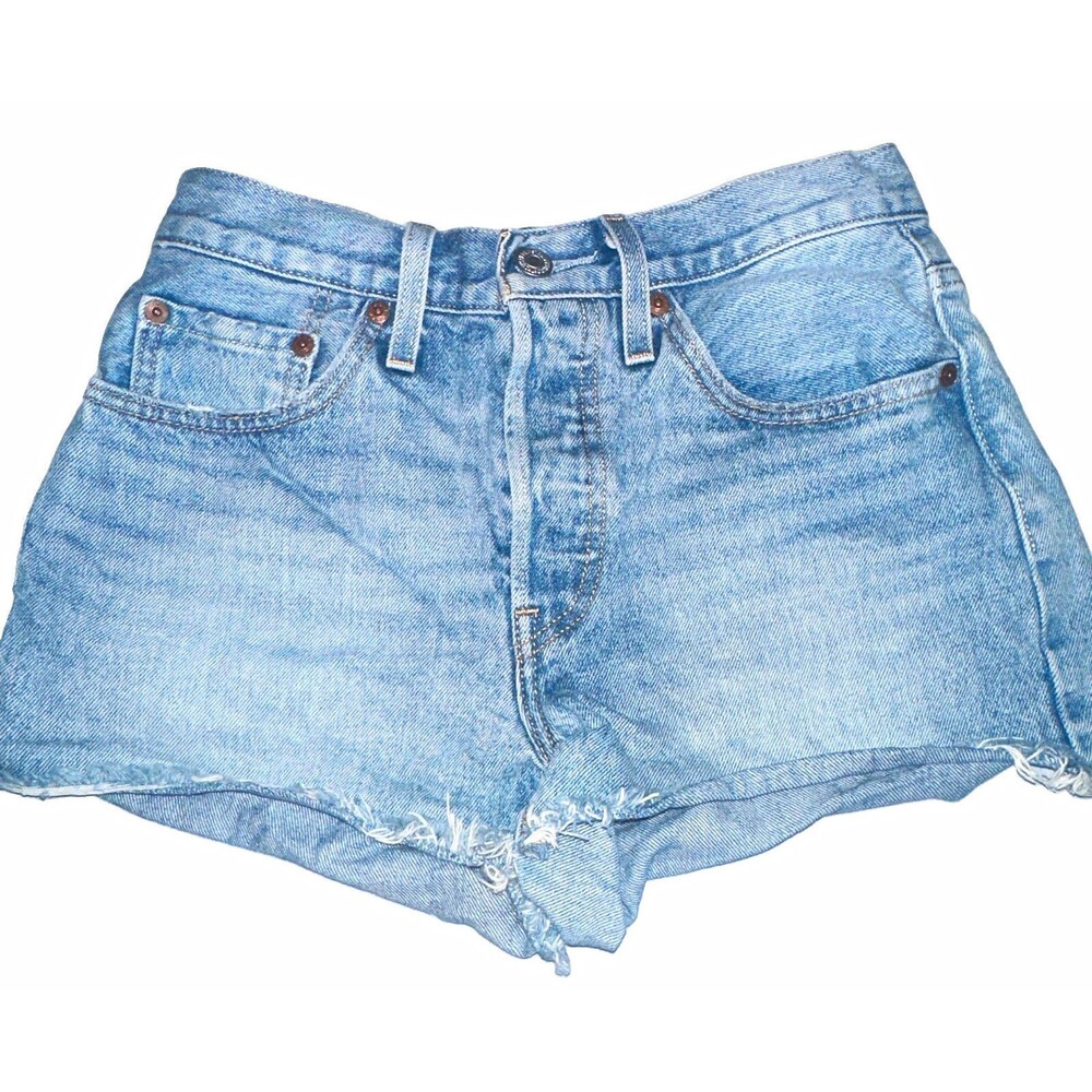 Levi’s 501 Women’s Cut Off Denim Shorts W27 Light Wash Button Fly Distressed